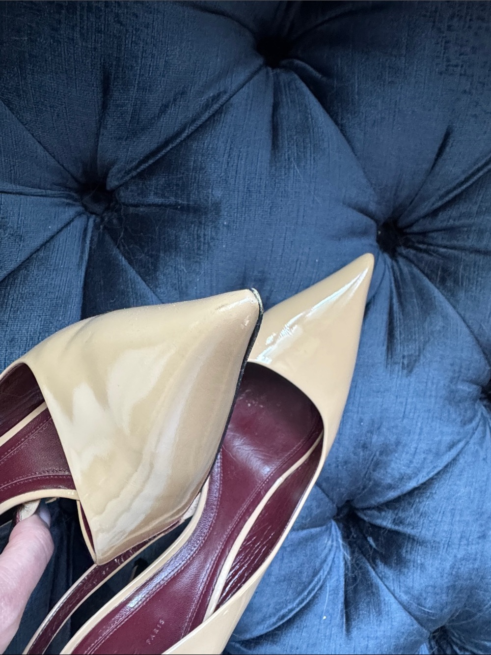Celine Patent Nude Pointed-Toe Slingback Pumps - Women - Picture 3 of 10